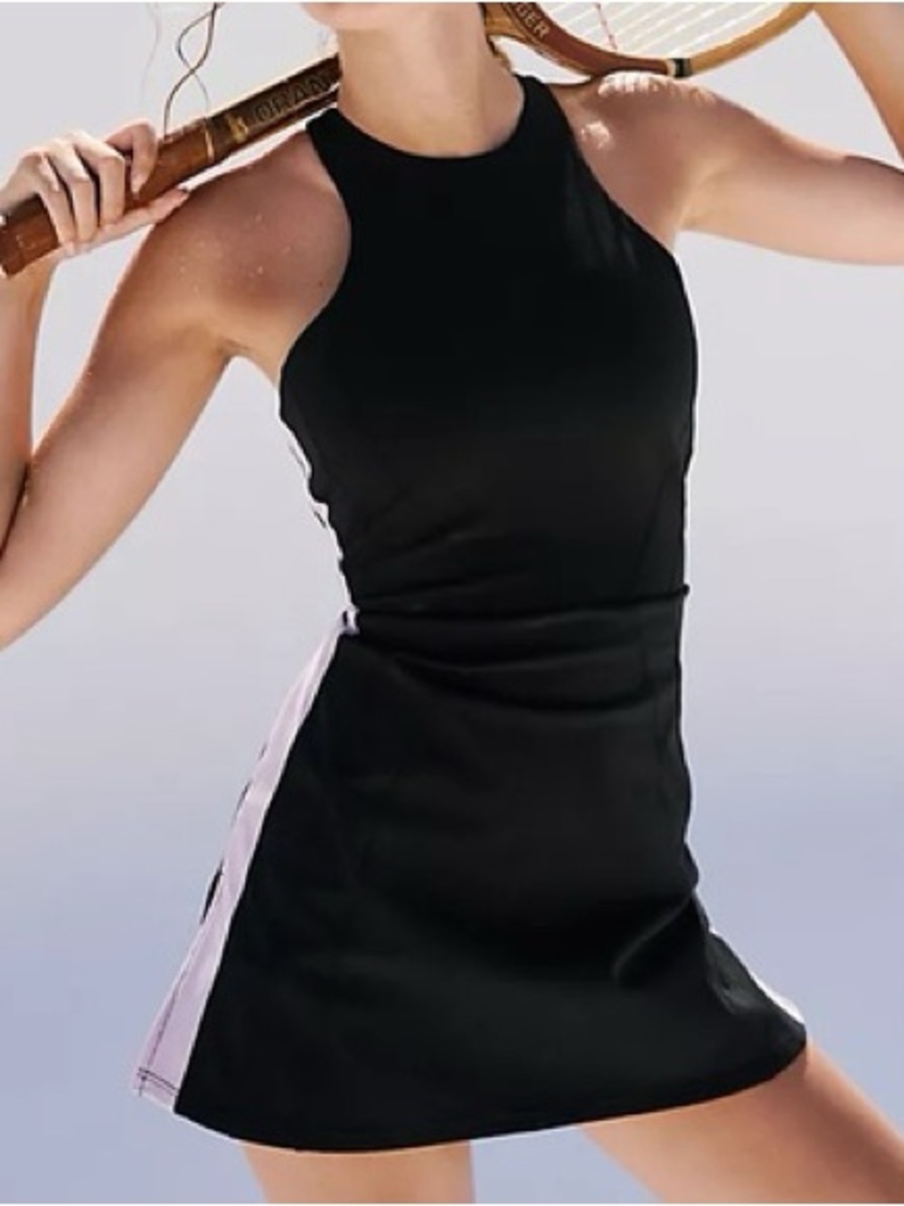 NWT FP Movement Black Dress with Lilac Side Panels